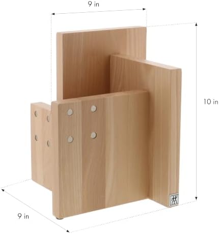 ZWILLING Square Magnetic Knife Block, Made in Italy, Natural Beechwood Kitchen