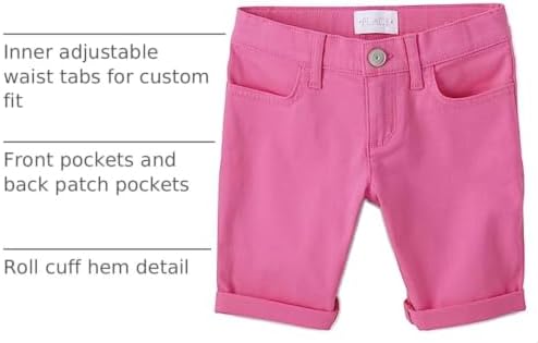The Children's Place Girls' Roll Cuff Twill Skimmer Shorts