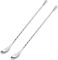 12 Inches Mixing Spoon Stainless Steel, 2 Pack Spiral Pattern Bar Spoon