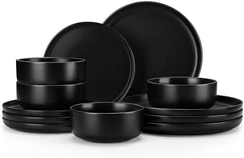 MALACASA 12 Pcs Porcelain Plates and Bowls Sets, Dinnerware Set