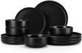 MALACASA 12 Pcs Porcelain Plates and Bowls Sets, Dinnerware Set