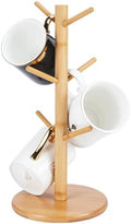 Bamboo Mug Tree Holder, Upgraded Screw Type 6 Hooks Coffee Mug Holders