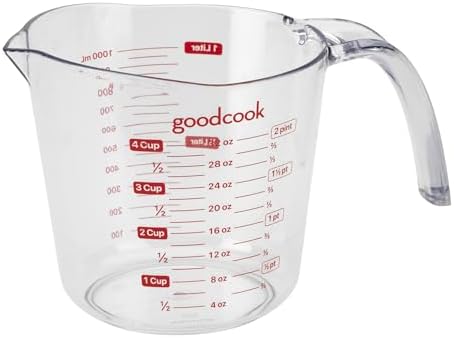 GoodCook Everyday 4-Cup Liquid Measuring Cup, Tapered Pour Spout, Comfortable