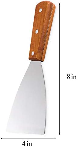 Super Z Outlet Stainless Steel Blade Grill Slant Edge Scraper Wooden Handle