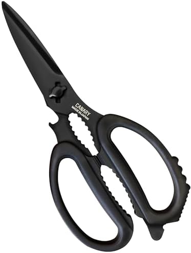 CANARY Japanese Kitchen Scissors All Purpose Heavy Duty 8.2" Matte Black