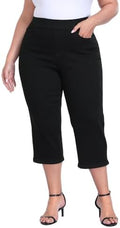 HDE Women's Plus Size Pull On Jean Capris 21" Inseam Cropped Denim Pants