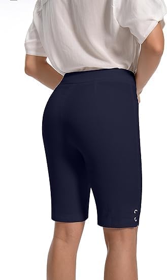 Jenna Rose Women's Pull-On Dress Shorts w/D-Ring – Work & Office Casual