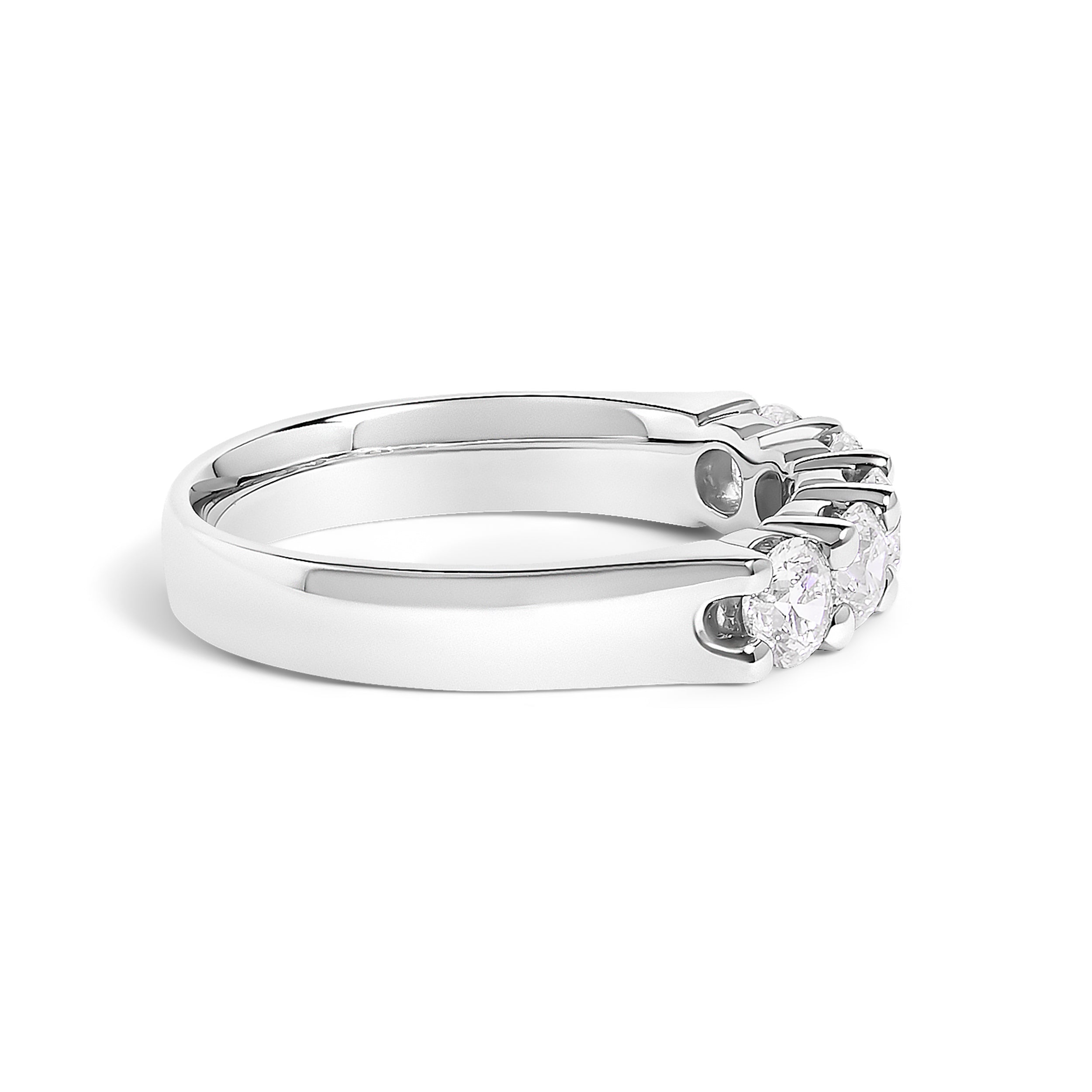 14K White Gold 1.00 Cttw Diamond 5 Stone Band Ring