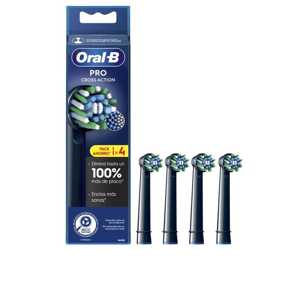 Oral-B CrossAction Replacement Brush Heads, Black, 4 Count