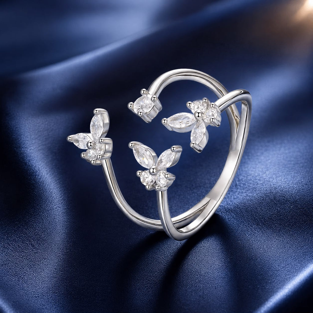 925 Sterling Silver Pavé Setting CZ White Gold Plated Ring 0.18cm for Women
