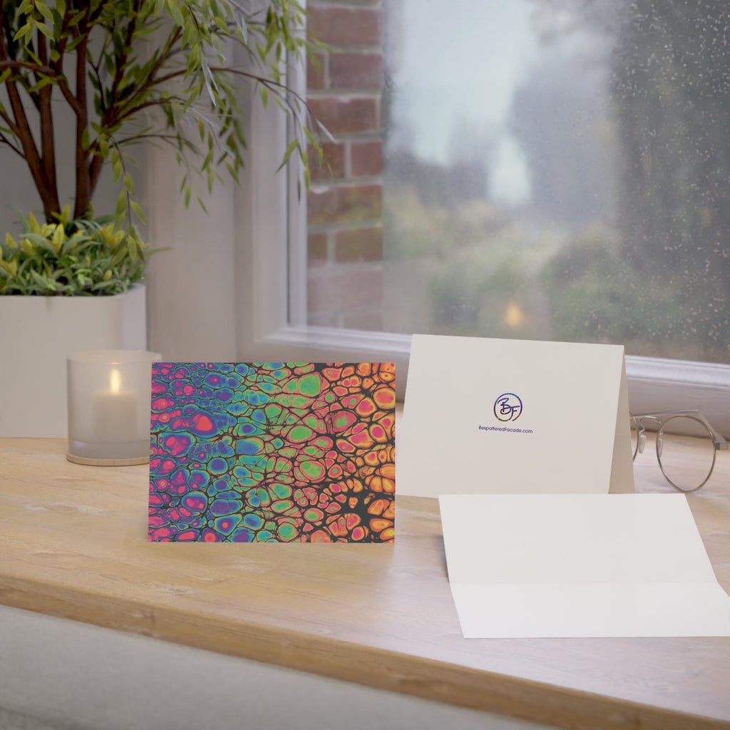 Bespattered Facade Neon Goodness Greeting Cards | Sets of 1, 10, 30, or 50