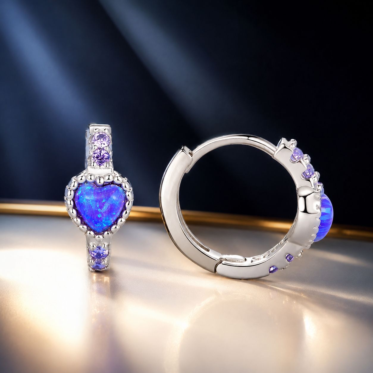 925 Sterling Silver Translucent Opal Earrings with CZ for Women