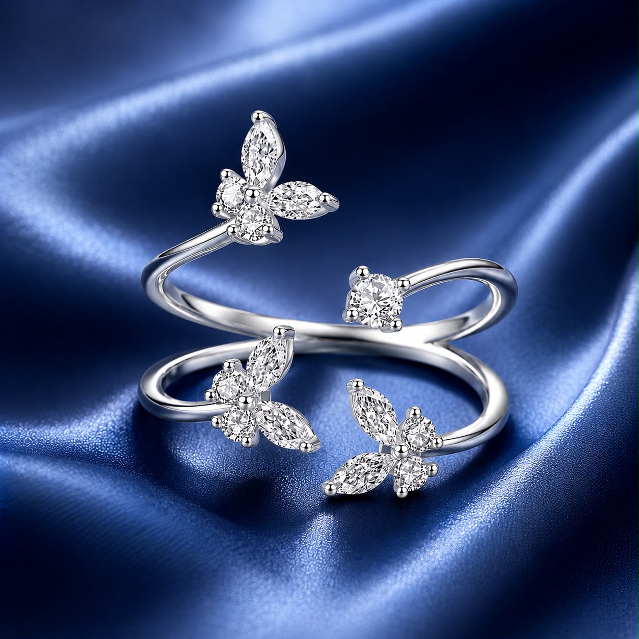 925 Sterling Silver Pavé Setting CZ White Gold Plated Ring 0.18cm for Women