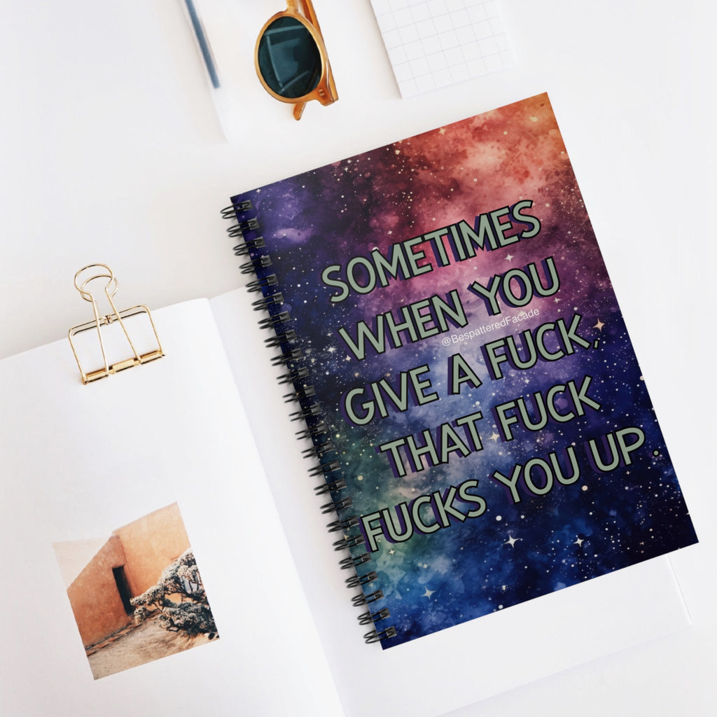 Bespattered Facade Rainbow "Give a F*ck" Spiral Notebook - Lined Pages
