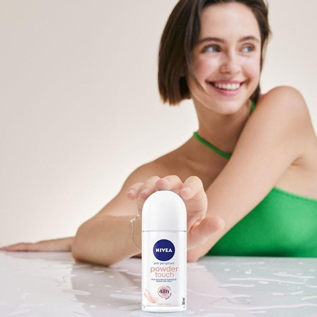 Nivea Women's Roll-on Deodorant Powder Touch - 48-Hour Protection, Sensitive Skin Friendly