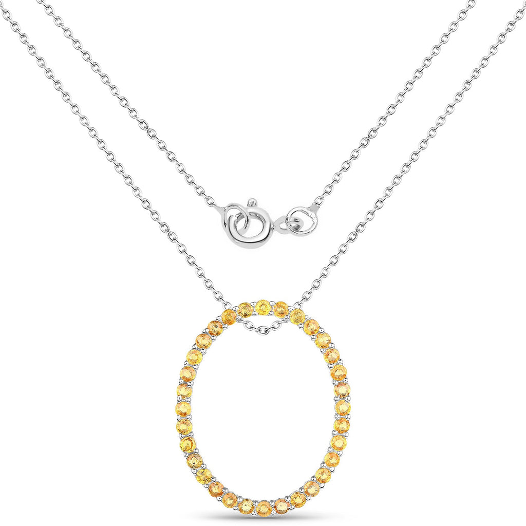 3.84 Carat Genuine Yellow Sapphire .925 Sterling Silver Pendant