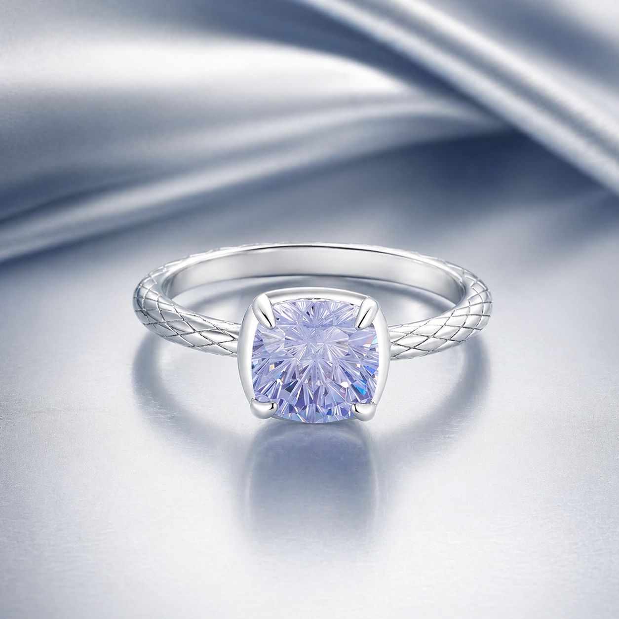 925 Sterling Silver Ring with Pavé Setting CZ, Size 6.0