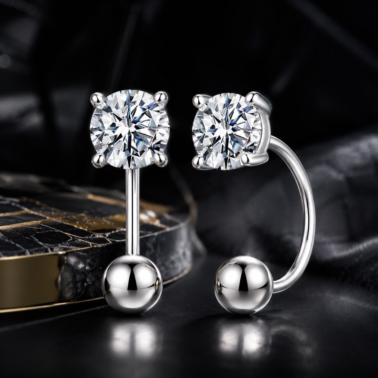 925 Sterling Silver Moissanite 0.1ct Earrings 1.3cm for Women
