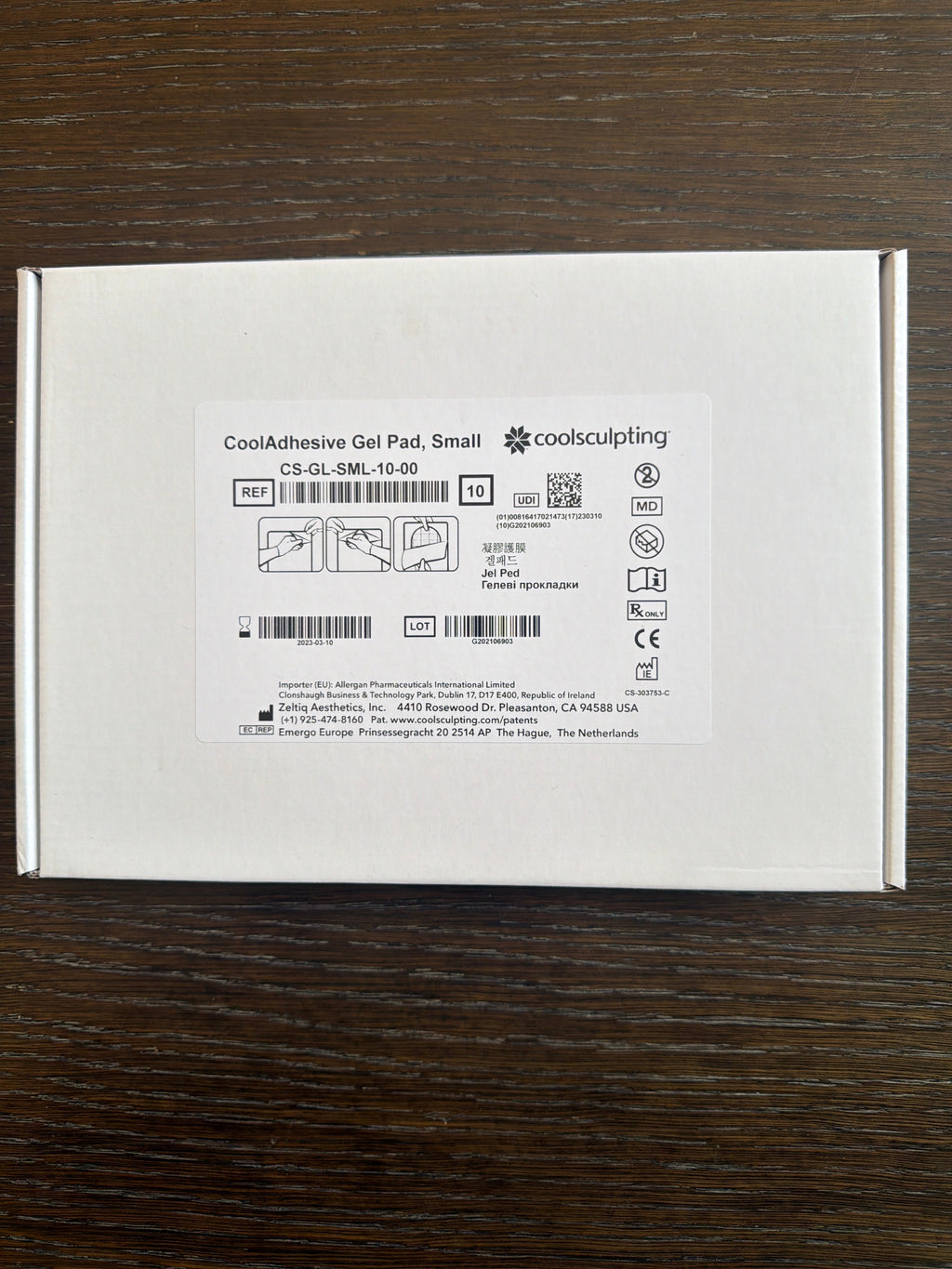 CoolSculpting CoolAdhesive Gel Pad Small REF CS-GL-SML-10-00 Box of 10 - Exp Mar 2023
