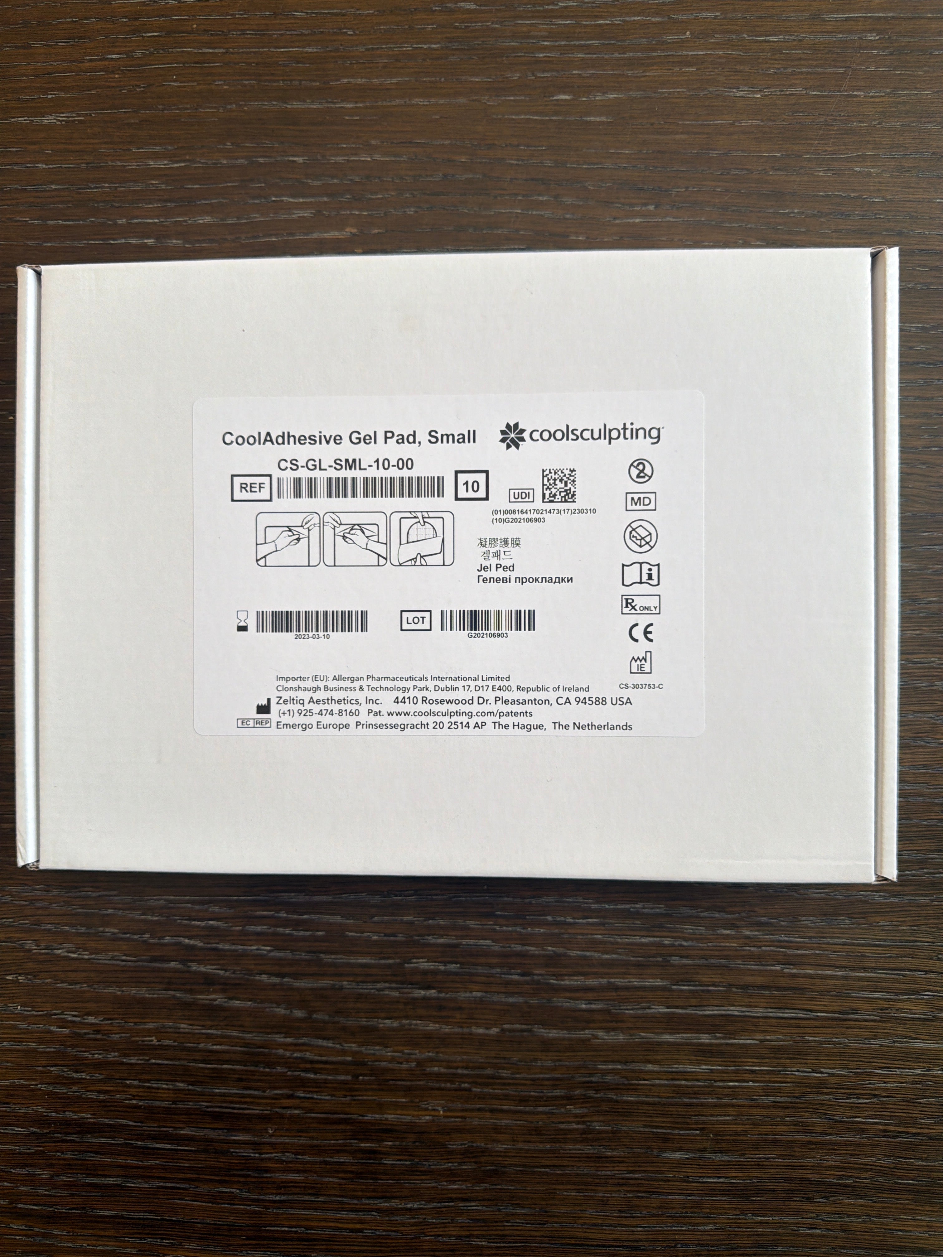 CoolSculpting CoolAdhesive Gel Pad Small REF CS-GL-SML-10-00 Box of 10 - Exp Mar 2023