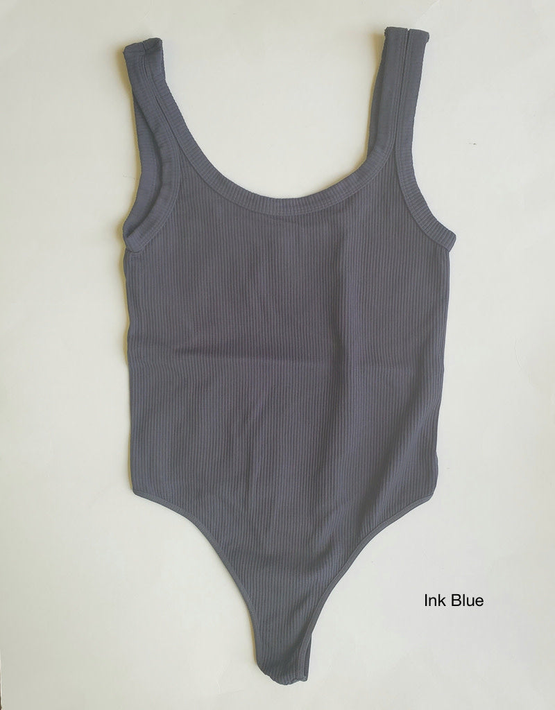 Ribbed Scoop Neck & Back Bodysuit