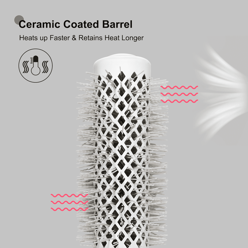 Eagle Fortress XL Ceramic + Ionic Round Hair Brush 1.26 in - Grey