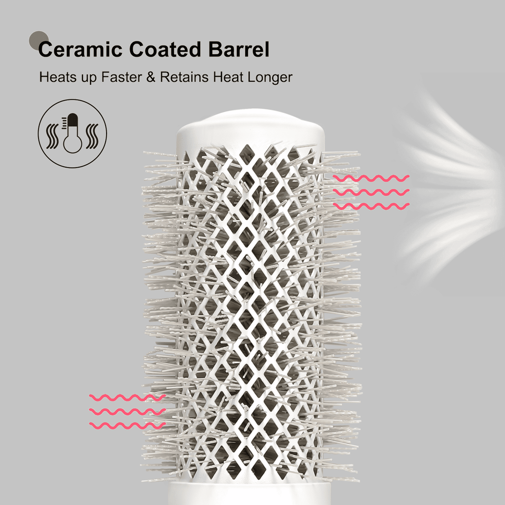 Eagle Fortress XL Ceramic + Ionic Round Hair Brush 1.69 in - Grey