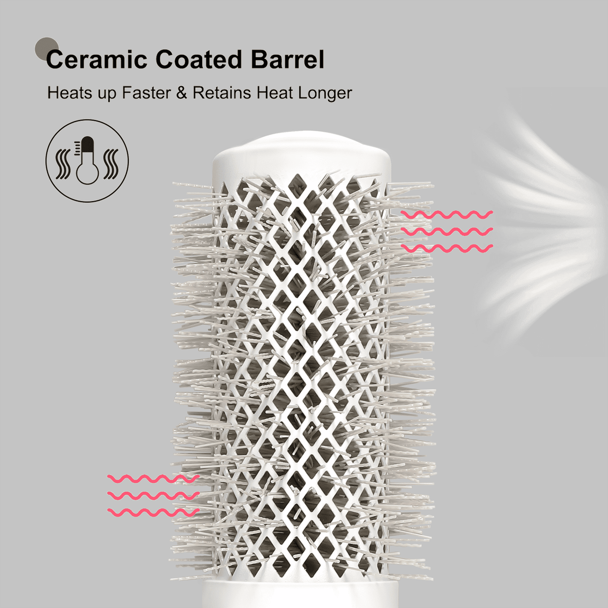 Eagle Fortress XL Ceramic + Ionic Round Hair Brush 1.69 in - Grey