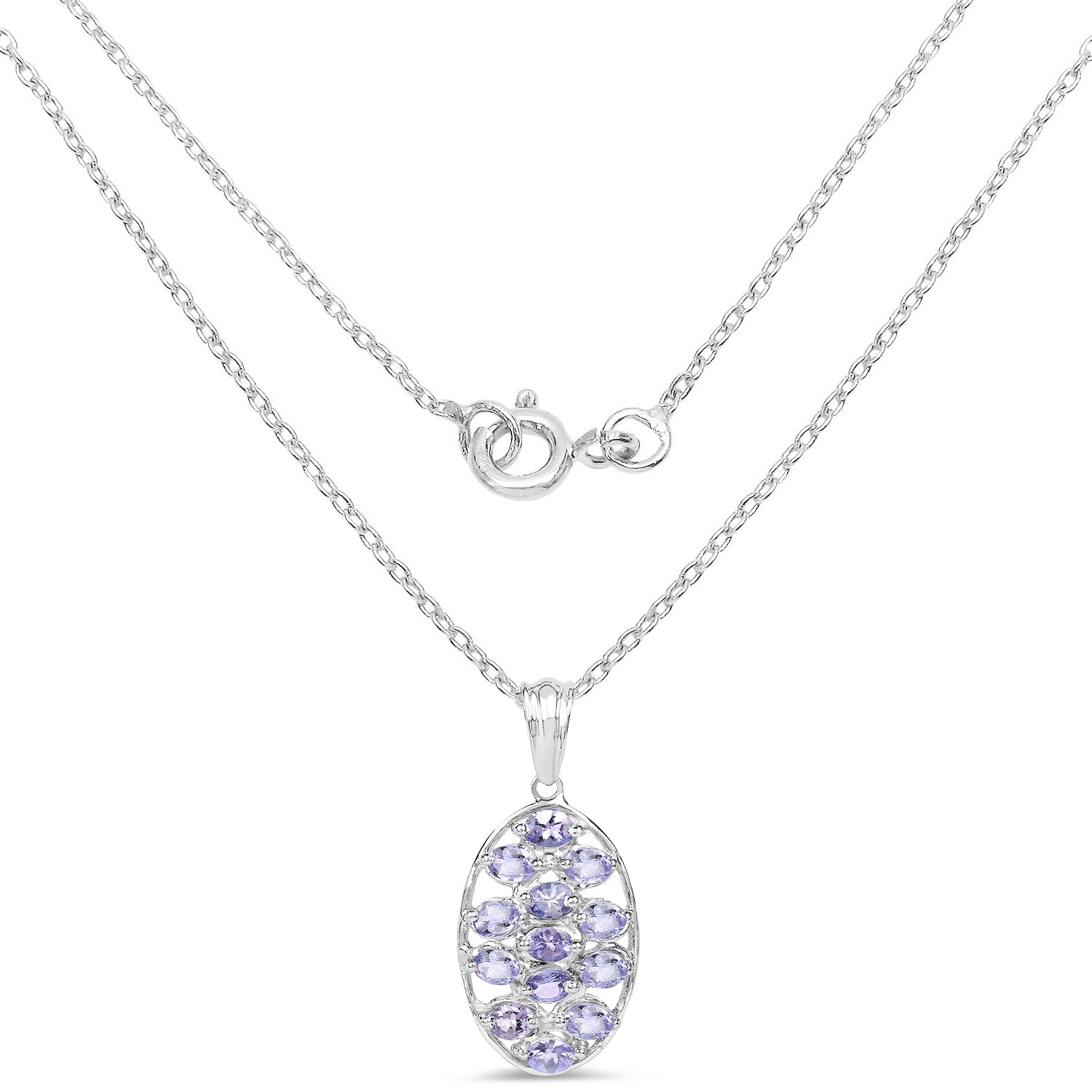 2.21 Carat Genuine Tanzanite .925 Sterling Silver Pendant
