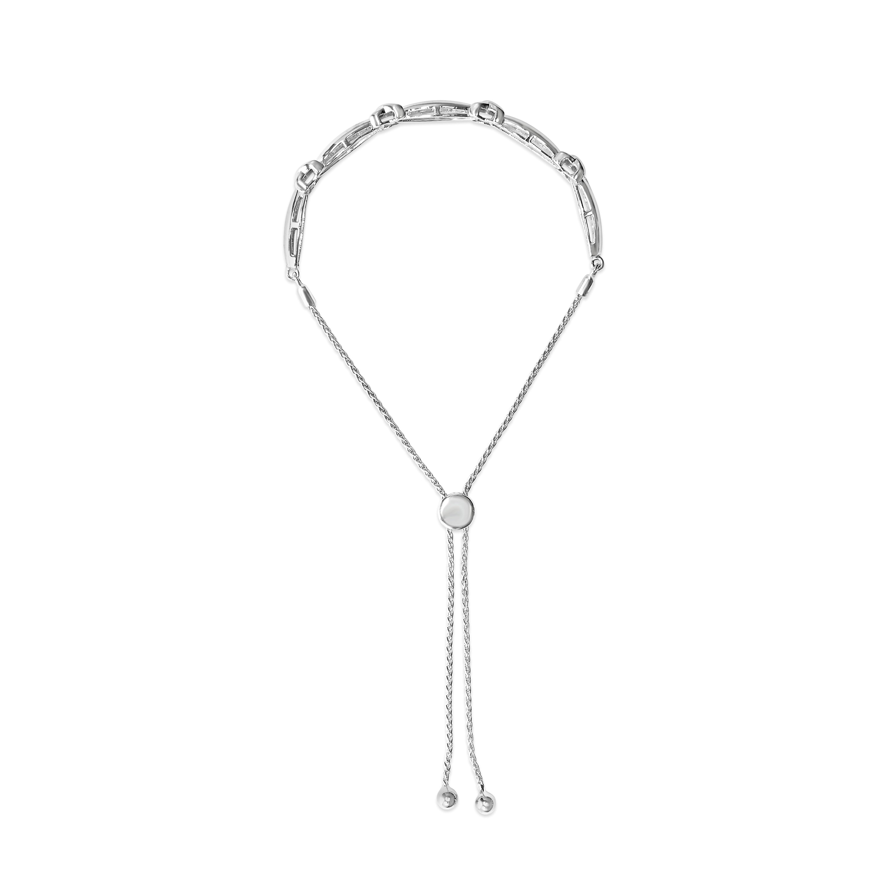 .925 Sterling Silver 1/10 Cttw Diamond X Link Bolo Bracelet (I-J Color, I2-I3 Clarity)
