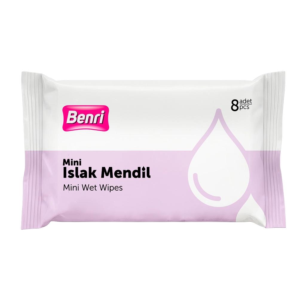 Benri Mini Wet Pocket Tissues Refreshing Clean 8 Count