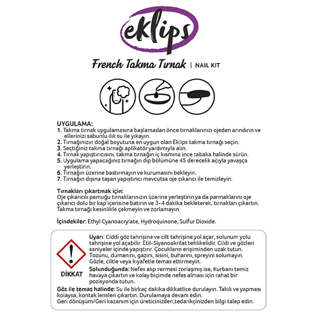 Eklips French Pink Square Press-On Nails for Quick Manicure 24 Count