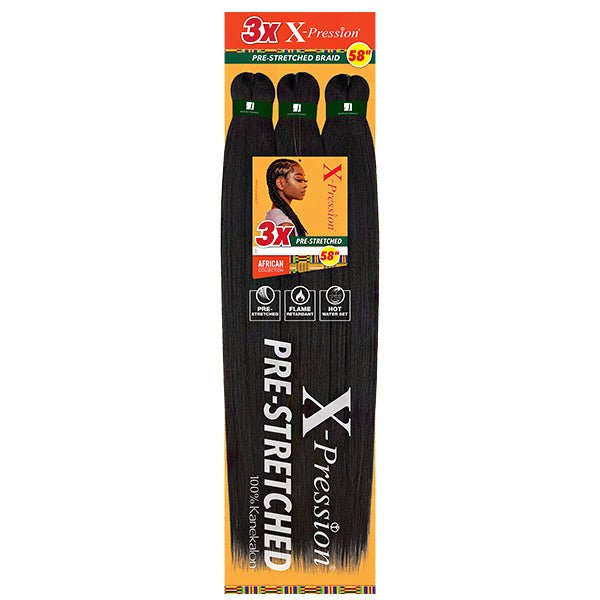 Sensationnel X-Pression 3X Pre-Stretched Braiding Hair 58" – 1 Jet Black