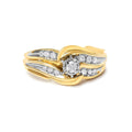 14K Yellow Gold 1/4 Cttw Round Diamond Wave Motif Bypass Ring