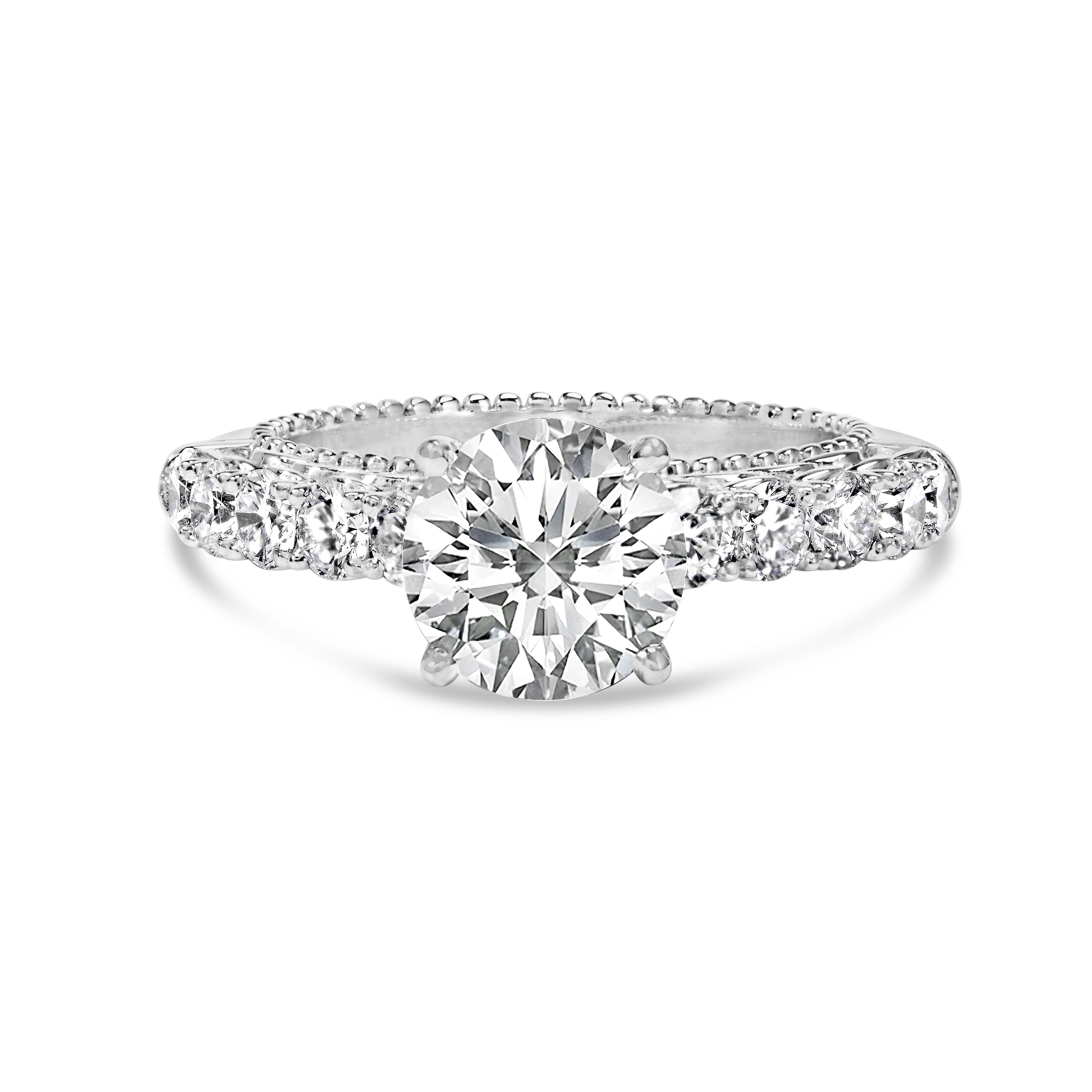 14K White Gold 3 1/5 Cttw Lab Grown Diamond Vintage Style Engagement Ring - Size 7