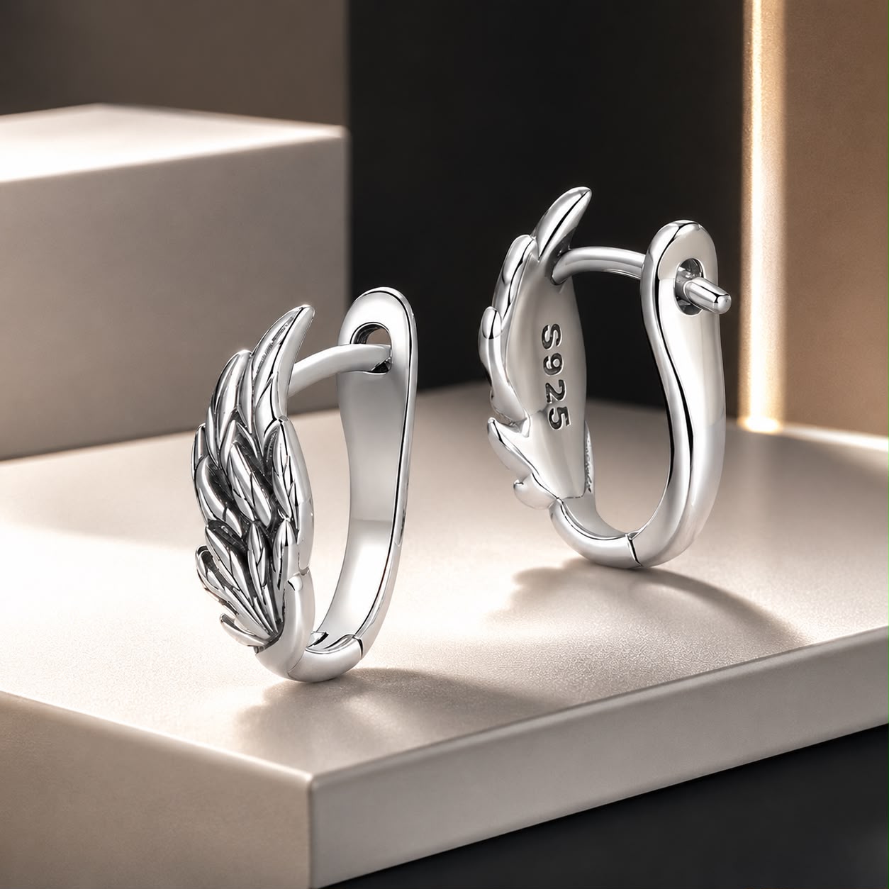 925 Sterling Silver Earrings with Oxidized Finish, 1.3x0.5cm for Women
