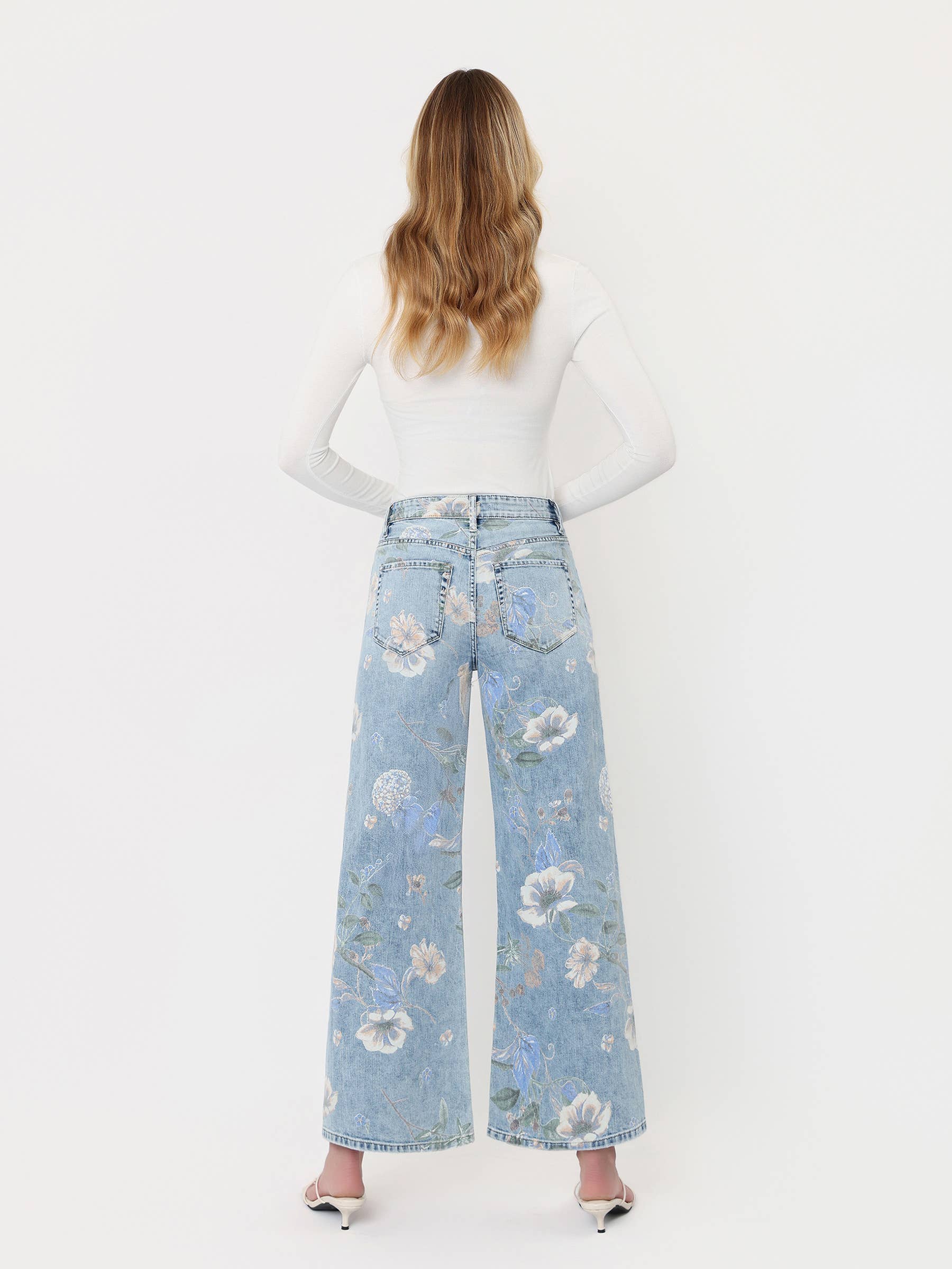 Lucy High Rise Floral Vintage Wide Jeans