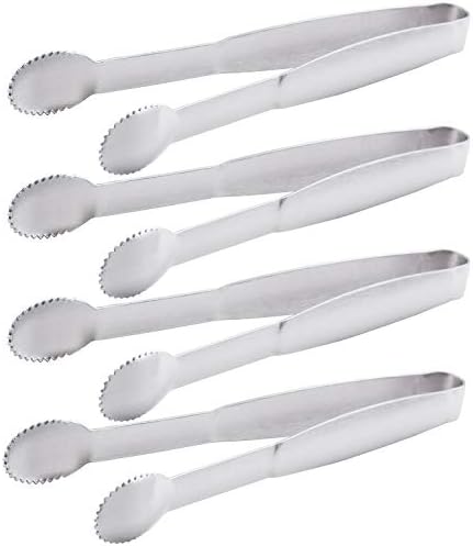 HINMAY Mini Tongs 5-3/4 Inch Stainless Steel Small Serving Tongs