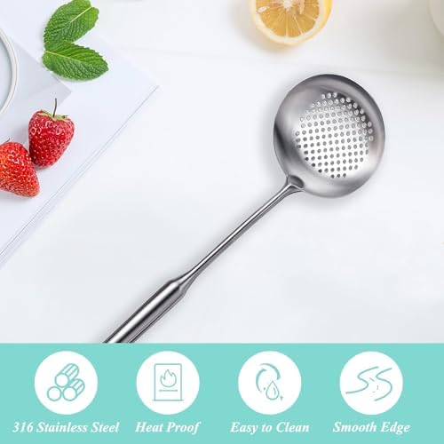 Slotted Spoon, Stainless Steel Strainer Metal Skimmer Spoon