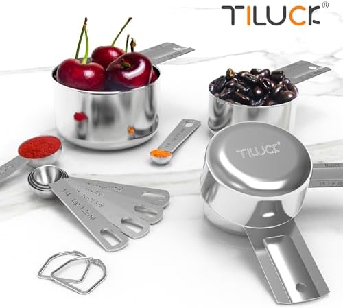 TILUCK Stainless Steel Measuring Cups & Spoons Set, Coffee Scoop Spoon