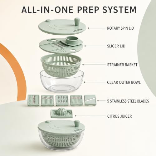 5-Blade Salad Spinner, Mandoline Vegetable Slicer and Juicer