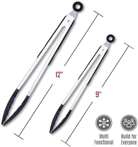 Kitchen Tongs Set, 2 Pack Stainless Steel