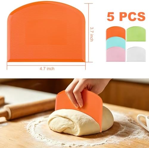 Flexible Dough Scraper & Cutter Set, 5-Piece Bench & Bowl Scrapers
