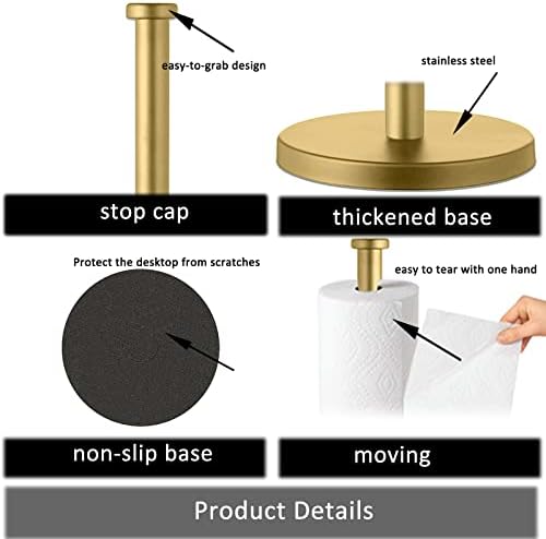 Stainless Steel Gold Paper Towel Holder Countertop