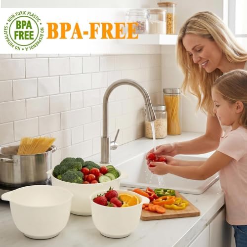 BoxedHome 4.5 Quart Large Plastic Mixing Bowls set