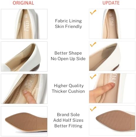 MUSSHOE Flats for Women Pointed Toe-Comfortable Business Casual Work Shoes