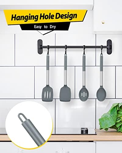 Pack of 4 Silicone Cooking Utensils Set, Non Stick Large Solid Spatulas