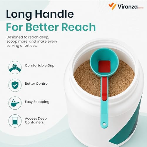 Protein Powder Scoop Funnel Spoon 2-Pack, Long Handle Measuring Scoop
