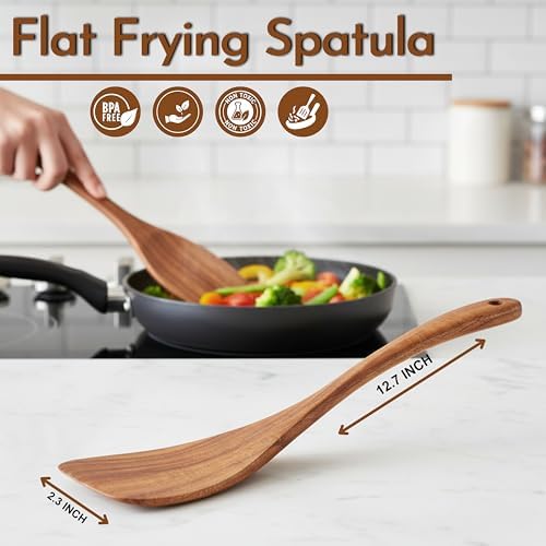 DADU BADU Premium Teak Wood Spatula – 12" Handmade Wooden Turner