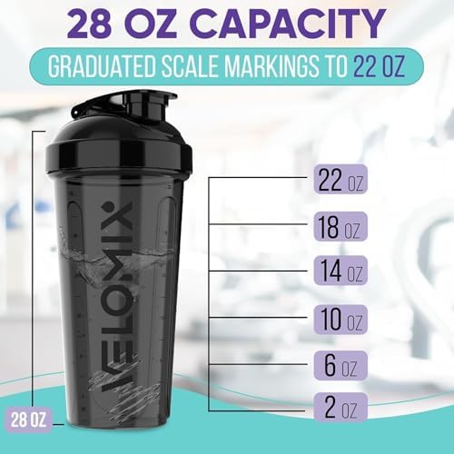 VELOMIX 2 Pack 28oz Protein Shaker Bottle